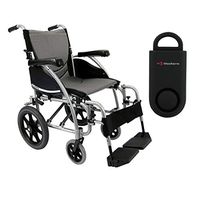 Karman S-Ergo 115 Ergonomic Transport Wheelchair | S-Style Seat Size 16" X 17" | Wire Break & Standard Swing Away Legrest | Frame Color - Pearl Silver & Free 130 dB Black Personal Safety Alarm/Siren!
