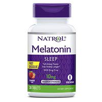 Natrol Melatonin Fast Dissolve Tablets, Helps You Fall Asleep Faster, Stay Asleep Longer, Easy to take, Dissolves in Mouth, Faster Absorption, Maximum Strength, Citrus Punch Flavor, 10mg, 30 Count
