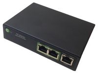 3 Port GigE 802.3af/at PoE Unmanaged Switch, 802.3af/at or Passive PoE 2/4pair in, Dual 802.3at PoE Out, PoE/Ether Extender to 1000ft, Shield Metal Encl, AutoCrossover/Pol, PoE Pinout:3,6V+;1,2V-