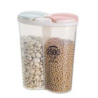 Accuyc Cereal Storage Container Set, BPA Free Plastic Airtight Food Storage Containers with Lids for Cereal, Snacks and Fruit for Keeping Food Dry & Fresh (Cereal Storage Containers 2 Spaces)