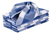 Cotton Dinner Napkins in Gingham Plaid Check Fabric-18x18 Navy/White,Cocktails Napkins, Cloth Napkin,Wedding Napkins, Mitered Corner & Generous Hem, Machine Washable Dinner Napkins, 12 Pack
