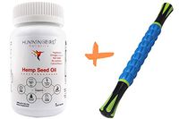 Blue Muscle Roller Massage Stick 17.5" with Organic Hemp Seed Oil Capsules for Ultimate Recovery Tool for Joint Pain and Muscle Soreness Trigger Point Relief