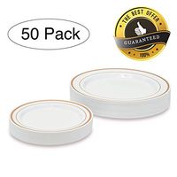 Rose Gold Plastic Dinnerware - Disposable Plates Set - Wedding/Birthday/Party/Fiesta/Elegant/Bridal Shower/Plate Set - Plastic Dishes - Dinnerware Set Sturdy Premium Homeware Dishes by ANKY