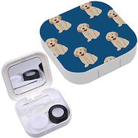 Portable Contact Lens Case Box Travel Kit Mirror + Bottle + Tweezers Container Holder [ Labrador Golden Retriever Dog ]