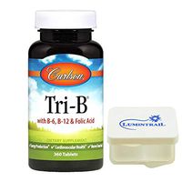 Carlson Tri-B Vitamin Complex with B6, B12 and Folic Acid, 360 Tablets Bundle with a Lumintrail Pill Case