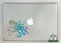 Kraken Octopus Specialty Vinyl Decal Sized to Fit A 15" Laptop - Silver Metal Flake