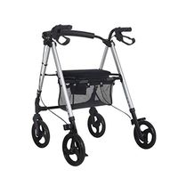 LTOOA Walker - Stand Up Rollator Walker with 4 Wheels, Lightweight Folding & Height Adjustable Adult Travel Walker for Seniors,Silver