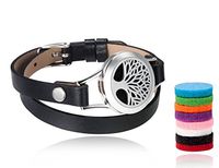 Stainless Steel Essential Oil Diffuser Bracelet with a Leather Wrap , Tree of Life Essential Oil Diffuser Bracelet, aromatherapy diffuse, essential oil jewelry