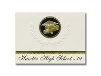 Signature Announcements Hamlin High School - 01 (Hayti, SD) Graduation Announcements, Presidential style, Basic package of 25 Cap & Diploma Seal. Black & Gold.