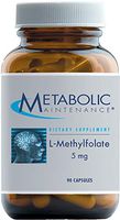 Metabolic Maintenance L-Methylfolate 5 Milligrams - Active Folate (L-5-MTHF) for Mood, Nerve + Cardiovascular Support (90 Capsules)
