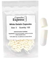 Capsules Express- Size 3 White Empty Gelatin Capsules 100 Count - Kosher Certified - Gluten-Free Pure Bovine Gelatin Pill Capsule - DIY Powder Filling