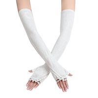 ECHERY Long Lace Floral Half Finger Sunscreen Arm Cooling Protective Sleeves for Men/Women Outdoor Activities UV Skin Protection