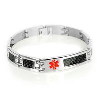 My Identity Doctor - Mens Medical Bracelet Custom Engraving, 316L Carbon Steel Link - Wrist Size 6.25 Inch