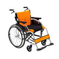 FXNN Transport Wheelchair Hand Push Wheelchair - Elderly Ultra-Light Folding Aluminum Alloy Wheelchair Front and Rear Brake Design Padded Cushion Comfortable Walker (Color : Orange)