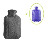 Nutteri 1 Pack Hot Water Bag, 2L Hot Water Bag with Removable and Washable Mesh Jacket Bottle Cover Quick Relief from Pain and Comfort (Grey)