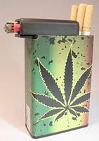 Cigarette Case Marijuana Pot Plant Weed Built on Lighter Holder Box Kings 100's ryo