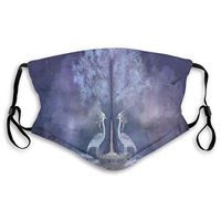Fashion Comfortable Windproof mask,Fabulous Herons and Tree in Living Water Fictional Mythical Illusory Dreamy Creature,Printed Facial Decorations for Unisex M