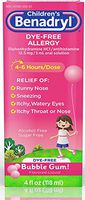Benadryl Children's Dye-Free Allergy Liquid, Bubble Gum 4 oz (5 Pack)