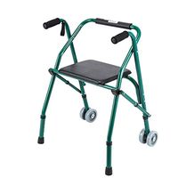 GY Elderly Walker, Adjustable Height Foldable Anti-Slip Rehabilitation Exercise Seat Durable Aluminum Frame Support Up to 220 Pounds, Green Medical Supplies (Color : Green)