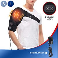 Heated Massage Shoulder Brace, 3 Vibration & Heat Settings, Adjustable Heating Shoulder Pad with Hot and Cold Therapy for Rotator Cuff, Frozen Shoulder, Shoulder Dislocation or Muscles Pain Relief (L)