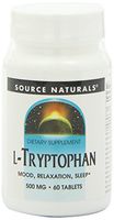 Source Naturals L-Tryptophan, 500 mg Serving, Essential Amino Acid Supplement  - 60 Tablets