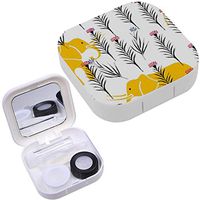 Portable Contact Lens Case Box Travel Kit Mirror + Bottle + Tweezers Container Holder [ Cute Elephants ]