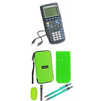 Texas Instruments TI-83 Plus Graphing Calculator With Travel Case And Essential Graphing Accessory Bundle, Green