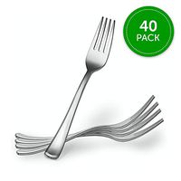 Plasticpro Disposable Heavy Duty Silver Plastic Forks, Fancy Plastic Silverware Looks Like Real Silver Cutlery - Utensils Great for Catering Events, Restaurants, Parties and Weddings Pack of 40