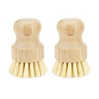 WISH Natural Cleaning Scrub Brush for Cast Iron Skillet Pots Pans - Made of 100% Bamboo Handle and Coconut Bristles (2 Pack)
