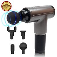 Deep Tissue Massage Gun,Handheld 6 Speeds Percussion Fascial Gun for Pain Relief,Super Quiet Rechargeable Device with 4 Interchangeable Massage Heads (Champagne Black)