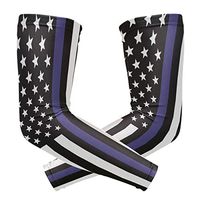 Anyangquji Police Thin Blue Line Flag Arm Sleeve Protectiv for Man Elbow Brace for Arthritis (1 Pair)