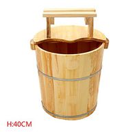 ERHANG Foot Massagers Pedicure Basin Flat Cedar Foot Bath Tub with Cover Massage Barrel Household Cleaning Supplies,G