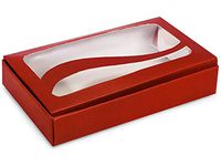 Swirl Window Candy Boxes - 1/2 lb Red Boxes w/Window 1 Pc Boxes 6-1/2x3-7/8x1-1/4" - (100 Per Pack) - WRAPS-WCB2R