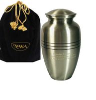 Large Size Pewter Funeral Cremation Urn, Custom Urn with Engraving and Velvet Bag
