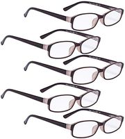 READING GLASSES 5 pack Spring Hinge Small Readers for Women Reading (Brown, 4.00)