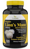 Organic Lions Mane Mushroom Capsules - Fast Acting Brain Supplement - Enhances Memory, Concentration, Attention and Energy - Made from 100% Real Lion's Mane Mushrooms with Bioperine - 120 Count