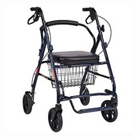 Luckya Elderly Trolley Walker Rollator Four Wheel Folding Lightweight Wheelchair Non-Slip Walking Stick with Hospital