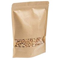 Kraft Zip Lock Stand-up Bag Reclosable Zip Lock Paper Pouch for All-Purpose Food Storage with Matte Window and Tear Notch, 50-Pack (5.5 x8.5, Brown)