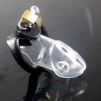 HZS Men's Ware with Lock Bird Cage Metal Silicone Binding Lock Supplies T-Shirt (Color : Transparent Color)