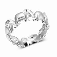 GUAngqi Elephant Animal Lucky Ring Bridesmaid Gift Finger Rings for Women Jewelry,Silver,Size 2