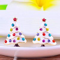 1set Girls Kids Christmas Gift Jewelry Christmas Pine Tree Ear Cuff Stud Earring Best Accessory Good Accessories Women Design Cheap Bright Designer Novelty