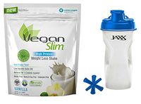 Naturade VeganSlim High Protein Weight Loss Shake Vanilla 24.2 oz in Bundle with Jaxx Shaker Blue 28 oz