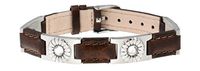 Sabona Brown Leather Gem Stainless Magnetic Bracelet