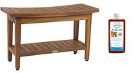 AquaTeak Patented 30" Maluku Teak Shower Bench with Shelf & AquaTeak Premium Teak Oil
