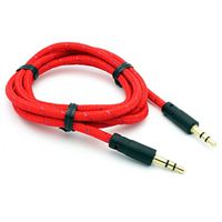 Red Braided Car Audio Stereo Auxiliary Aux Cable for Cricket Samsung Galaxy Grand Prime - Cricket Galaxy S3 SCH-R530C - Cricket Galaxy S4 SCH-R970C - Cricket Galaxy S5 (SM-G900A) - Cricket Galaxy S6