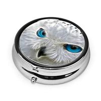 3D Snow Owl Custom 2.1 Inches Round Pill Box Tablet Medicine Pocket Purse Travel Pill Vitamin Decorative Box Case Holder