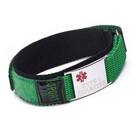 linnalove 8.5" Sport Diabetic Alert Bracelet Green Nylon Medical Bracelets is Waterproof and Breathable for Men and Women