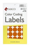 MACO Orange Round Color Coding Labels, 3/4 Inches in Diameter, 1000 Per Box (MR1212-7)