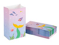 Party Treat Bags - 36-Pack Gift Bags, Mermaid Party Supplies, Paper Favor Bags, Recyclable Goodie Bags for Kids, Under The Sea Design, 5.2 x 8.7 x 3.3 Inches