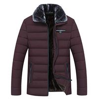 Alvinm Men's Jacket Casual Winter Solid Warm Zipper Long Sleeve Thicken Soft Jacket Coat Outwear Tops Wine